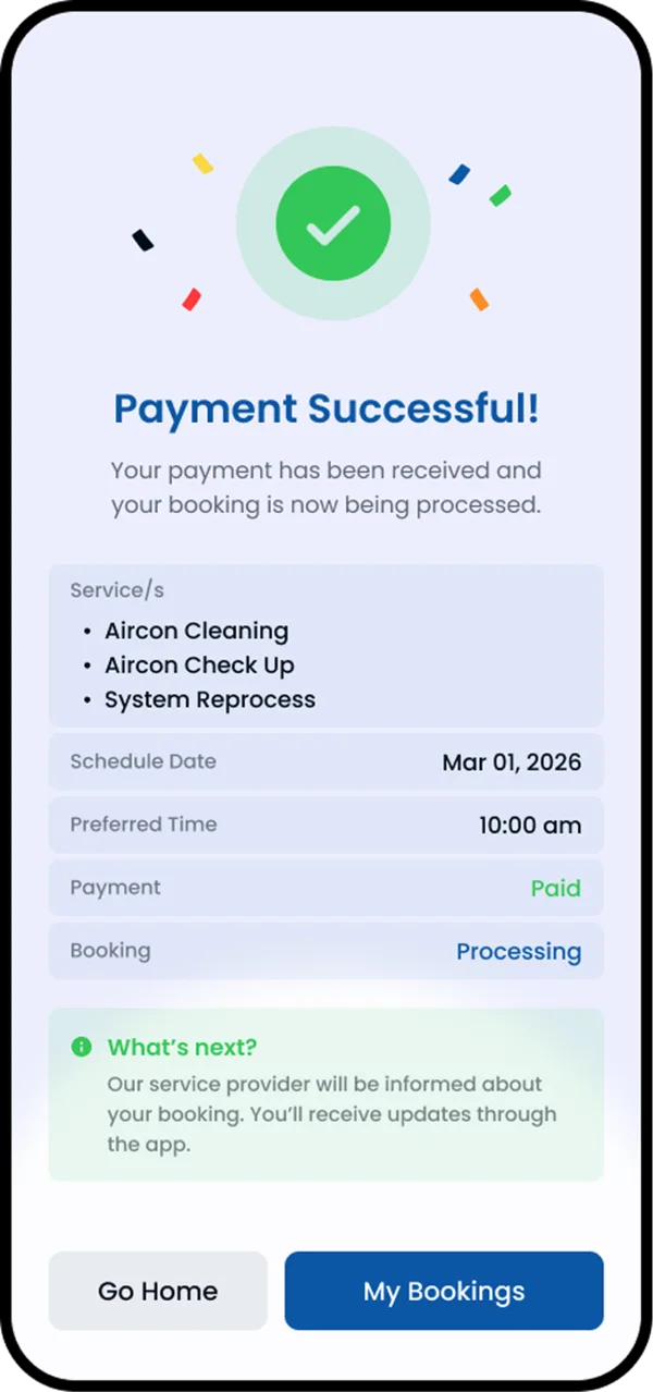 Payment successful confirmation